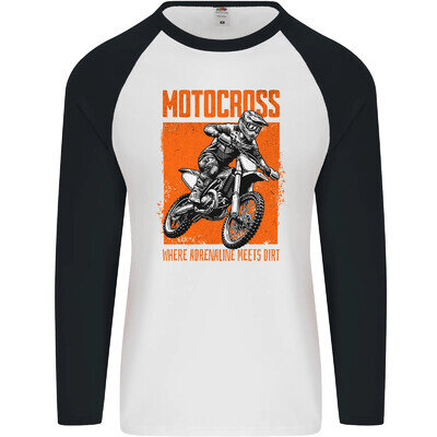 Adrenaline Dirt Motocross MotoX Dirt Bike Mens L/S Baseball T-Shirt