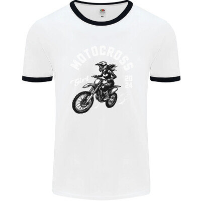 Motocross Girl Motocross MotoX Dirt Bike Female Mens Ringer T-Shirt