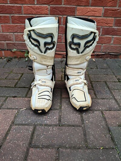Fox Racing Instinct Motocross Boots EU 42.5 UK 8.5 White MX Enduro Dirt Bike