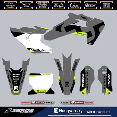 HUSQVARNA 85 MOTOCROSS GRAPHICS MX GRAPHICS KIT DECALS STICKERS TC 85 TRAX GREY