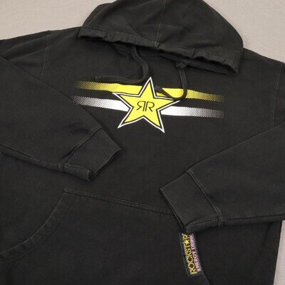 Rockstar Hoodie Sweatshirt Motocross Mens Medium Black Pullover Fleece