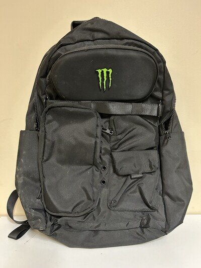 MONSTER ENERGY MOTOCROSS BACKPACK BLACK GREEN LOGO RICKY CARMICHAEL NEW W/O TAGS