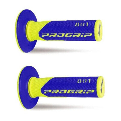 Pro Grip 801 Dual Density Half Waffle MX Grips YELLOW/BLUE