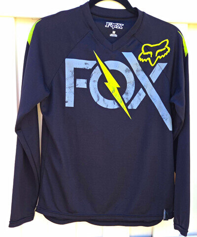 Fox Kids Motocross Jersey V-Neck Long Sleeve Graphic Logo Size M. Motocross