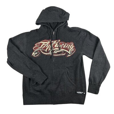Fly Racing Hoodie Mens Large Full Zip Graphic Motocross Racing Sweatshirt
