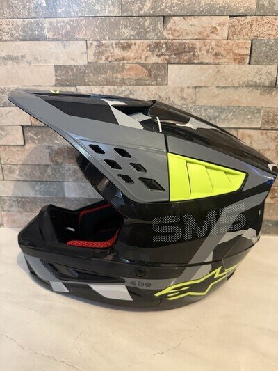 Alpinestars S-M5 Rover 2 Motocross Helmet Grey Yellow Glossy Size M Medium
