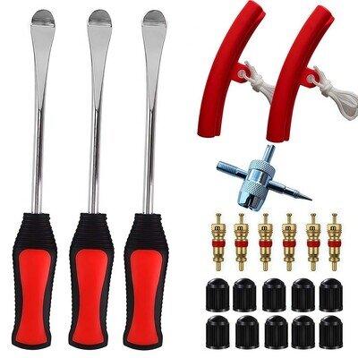22pc Motorcycle Tyre Spoon Lever Set Valve Core Tool for Dirt Bike