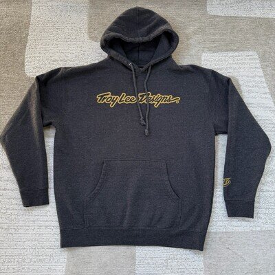 Troy Lee Designs Motocross Gray Fleece Hoodie Pullover Sweatshirt Men's L Skater