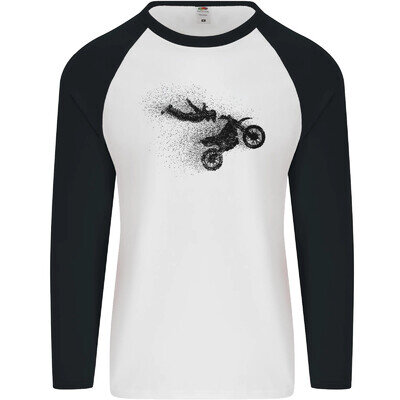 Abstract Motocross Rider Dirt Bike Mens L/S Baseball T-Shirt