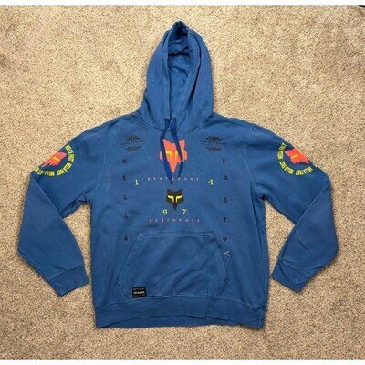Fox Racing Hoodie Best Coast Hella Fast Large Blue Motocross Graphic Sweatshirt