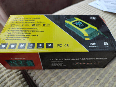 12v 7A 7-Stage Smart Battery Charger for Car Motorcycle ATV