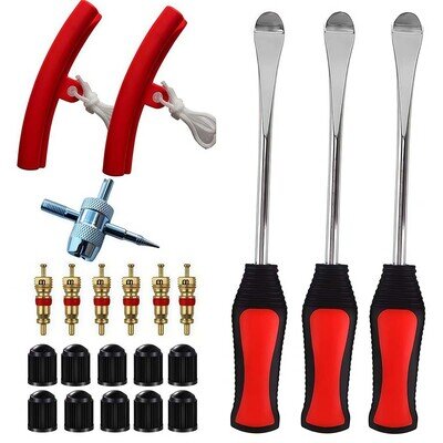 22pc Motorcycle Tyre Spoon Lever Set Valve Core Tool for Dirt Bike