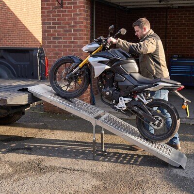 1PC Loading Ramp Folding Steel 200KG 1.8 Metre Trailer Motorbike Motorcycle