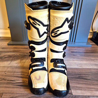 ALPINESTARS TECH 3 MOTOCROSS BOOTS GOOD CONDITION SIZE UK 6 WHITE MX DIRT BIKE