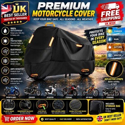 Heavy Duty Motorbike Motorcycle Cover Waterproof Rain Snow Dust UV Protector.UK