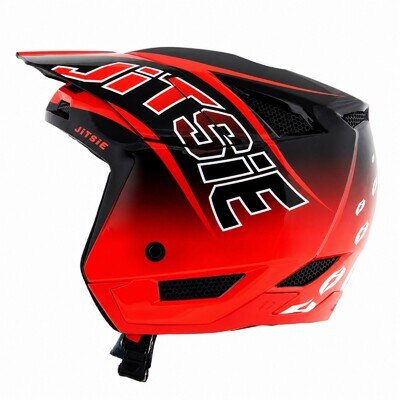 NEW 2027 JITSIE HT3 MANTA FIBREGLASS TRIALS BIKE OPEN FACE HELMET. RED. LIGHT!