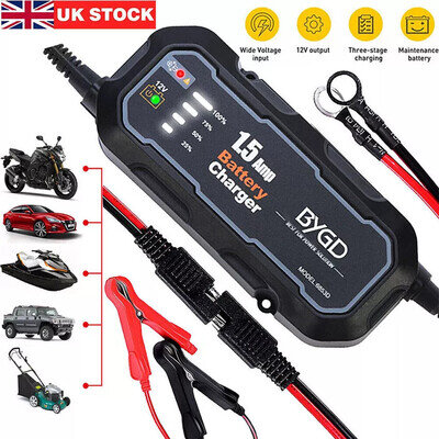 12V SAE Smart Motorcycle Motorbike Car Battery Charger Automatic Smart Trickle