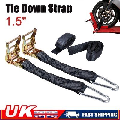 Motorcycle Handlebar Tiedown Ratchet Straps Transit Motorbike Motocross 1.5"