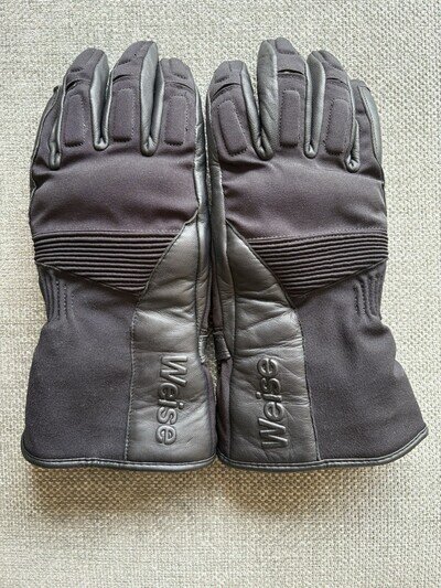 WEISE RIDER GLOVES Black Leather Waterproof Thermal Textile Motorcycle/Motorbike
