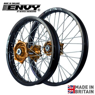 ENVY Motocross & Enduro Wheel Set KTM SX SXF EXC 2015-2027 Orange Hubs Black Rim