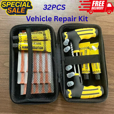 TYRE PUNCTURE REPAIR TOOL KIT MOTORCYCLE CAR VAN EMERGENCY TUBELESS TIRE PLUG UK