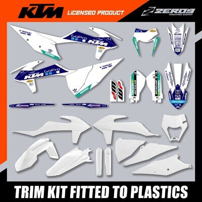KTM MOTOCROSS MX GRAPHICS AND PLASTICS KIT EXC EXCF 2020-2023 PROG WHITE