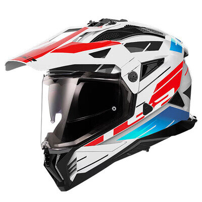 LS2 Pioneer II Motorcycle Motorcycle Helmet - Namib Gloss White / Blue / Red