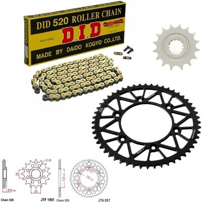 125 EXC Enduro Chain and Sprocket Kit 520GB Gold KTM 125 EXC Enduro 2004