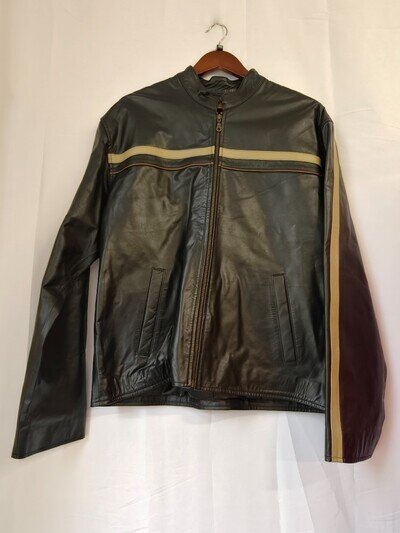 PETER WERTH Black leather racer/Motocross jacket SIZE XL - CG H26