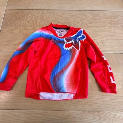 Fox Racing Motocross Jersey Kids XS Red Blue White Long Sleeve Breathable Sporty
