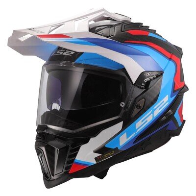 LS2 Adventure Motorcycle Helmet Explorer Carbon XXL Frontier 2 White Blue Red