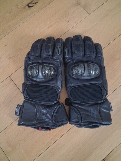 Richa Waterproof Leather Motorcycle Gloves Size XL Extra Large Black Hipora WP