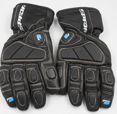 Spada Enforcer Leather Waterproof Black Motorcycle Gloves- Size Large