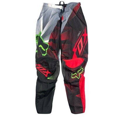 Fox Racing 180 Radeon Motocross Pants Youth 28 Red Black Green MX Dirt Bike Kids