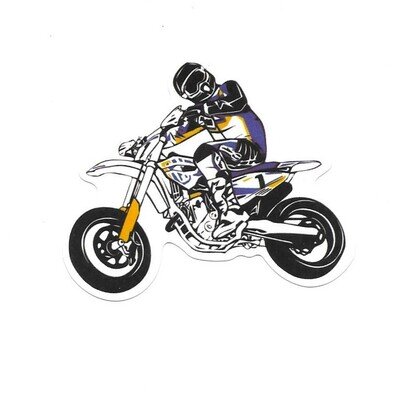Supermoto Dirt Bike Racer Motocross Vinyl Sticker Helmet Laptop Decor