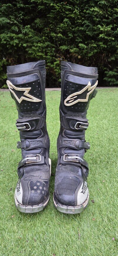Alpinestars Tech 8 MX Motocross Boots Off-Road Black White UK 10 Eu45.5