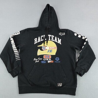 Fox Racing Hoodie Mens Small Black Pullover Sweatshirt Motocross Dirt Bike MotoX