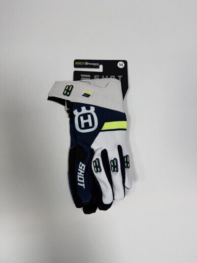 Husqvarna Shot Race Gear Motocross MX Gloves Blue White Aerolite Mens Size M