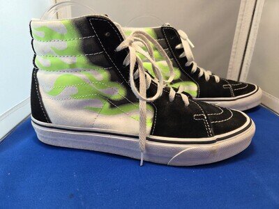 Vans Mens Sk8 Hi Flame Mens Size 8 Black Green Skateboarding Casual Shoes