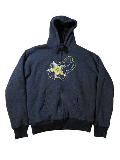 VTG Y2K Fox Racing x Rockstar Energy Drink Sherpa Fleece Jacket Motocross L
