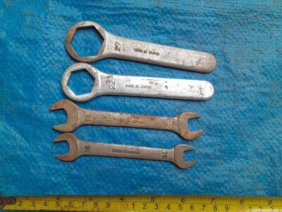 Motorcycle Toolkit spanners 10,12,14,22 & 27mm (1980's models i think)