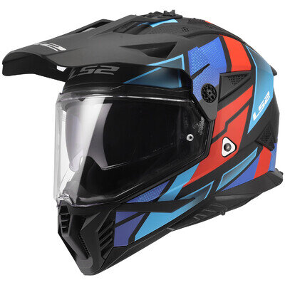 LS2 Pioneer II Motorcycle Motorcycle Helmet - Block Matt Black / Red / Blue