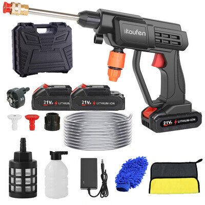 Portable Cordless Car High Pressure Washer Jet Water Wash Cleaner Gun+2 Battery