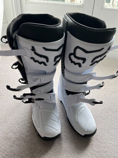 NEW BNWT FOX RACING COMP MOTOCROSS BOOTS WHITE MENS UK 10 US 10.5 EU 44.5 UNWOR