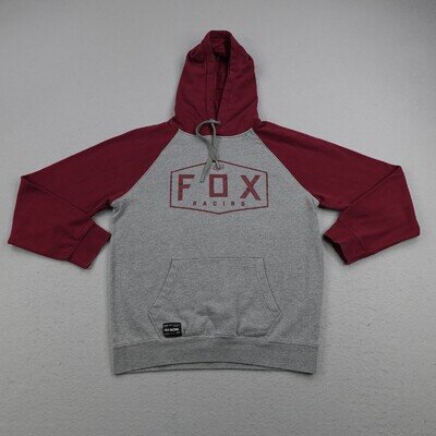 Fox Racing Hoodie Mens Medium Gray Red Pullover Fleece Sweatshirt Motocross BMX
