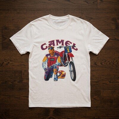 Camel Motocross T Shirt Vintage 90s Dirt Bike Racing Retro Graphic Tee