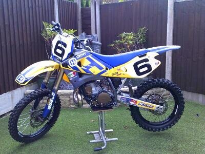 2004 Husqvarna CR250 2 Stroke ultra evo motocross bike in blue and yellow